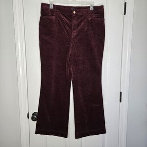 Talbots Corduroy Pants Size 18 Burgundy Bootcut Wide Leg High Waist Stretch